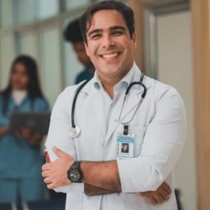 Male doctor with a big smile